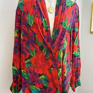 Vintage Vibrant Floral Blouse